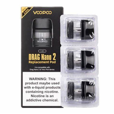 VOOPOO DRAG NANO 2 REPLACEMENT POD 2ML 1.2 OHM PACK OF 3